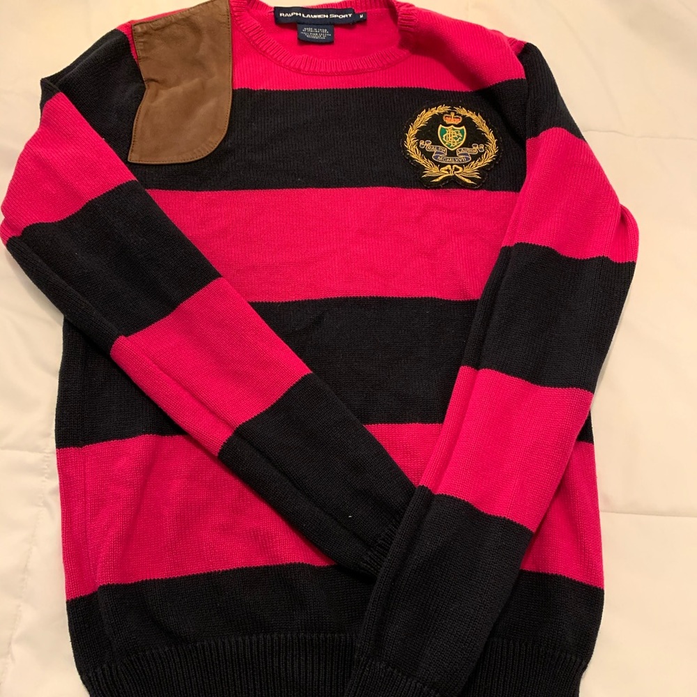 Women Ralph Lauren sweater w/brown leather patch